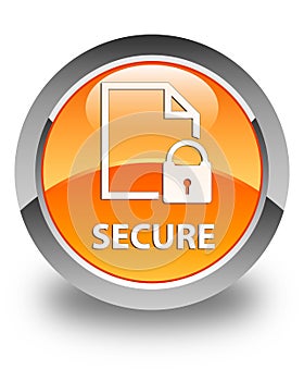 Secure (document page padlock icon) glossy orange round button