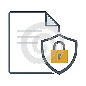 Secure Document Shield Lock Vector Illustration