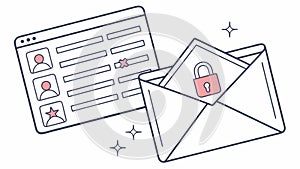 A secure email icon with a padlock. A concept of encrypted communication, vector design Generative AI