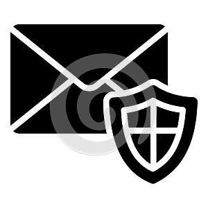 Secure email icon. Safe mobile mail, email sign with shield. Cyber security vector icon