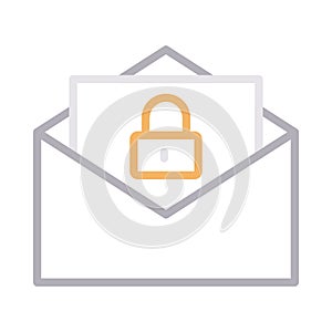 Secure email thin line color vector icon