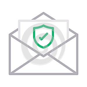 Secure email thin line color vector icon