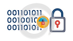 Secure Encryption Padlock with Binary Data, vector design Generative AI