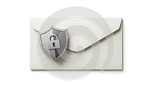 Secure envelope with shield and padlock symbol