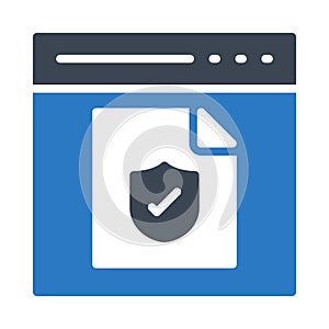 Secure file browser glyph color flat vector icon