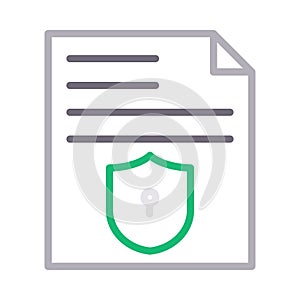 Secure file thin line color vector icon
