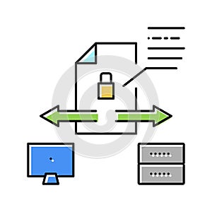 secure file upload computer server color icon vector illustration