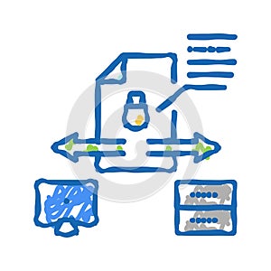 secure file upload computer server icon doodle illustration