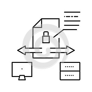 secure file upload computer server line icon vector illustration