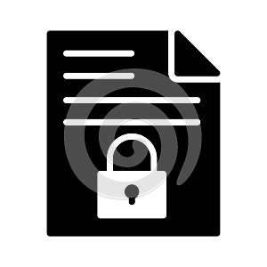 Secure file glyph flat vector icon