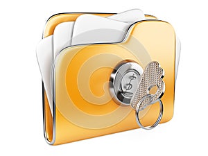 Secure files. Folder with Key.