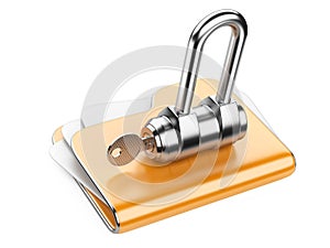 Secure files. Folder with Key.