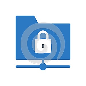 Secure folder glyph color flat vector icon