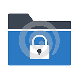 Secure folder glyph color vector icon