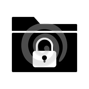 Secure folder glyph flat vector icon