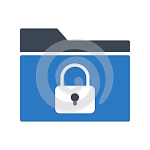 Secure folder glyphs color vector icon