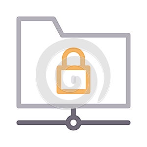 Secure folder sharing thin color line vector icon