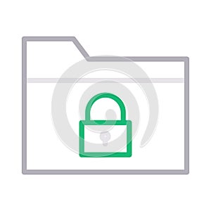 Secure folder thin color line vector icon