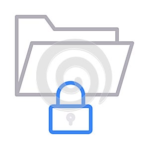 Secure folder thin line color vector icon