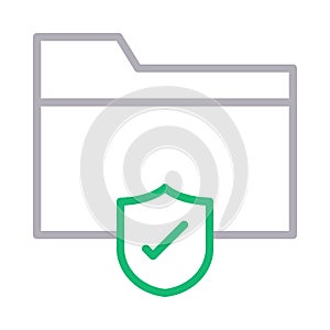 Secure folder thin line color vector icon