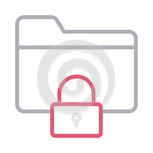 Secure folder thin line color vector icon