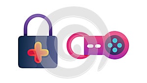 Secure Gaming: Padlock and Game Controller Icon, vector design Generative AI