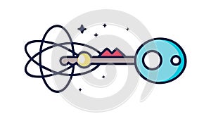 Secure Global Access: Abstract Key Network Symbol, vector design Generative AI