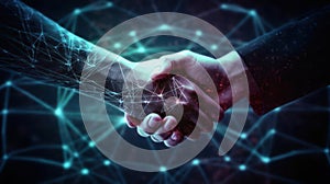 A secure handshake symbolizing the establishment of trusted access protocols created with Generative AI