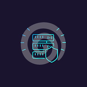 Secure hosting, server vector line icon