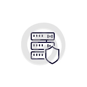 Secure hosting, server vector line icon on white