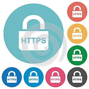 Secure http protocol flat round icons
