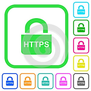 Secure http protocol vivid colored flat icons photo
