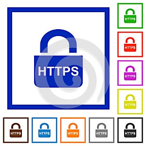 Secure https protocol flat framed icons photo
