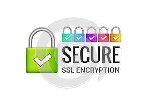 Secure internet connection SSL icon. Isolated secured lock access to internet illustration design. SSL safe guard photo