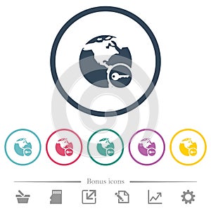 Secure internet surfing flat color icons in round outlines