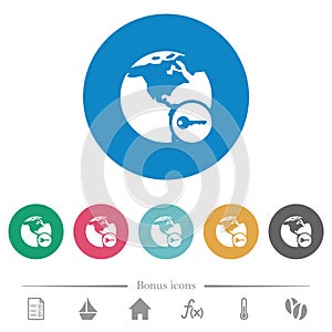 Secure internet surfing flat round icons