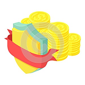 Secure investment icon, isometric style