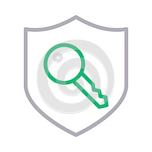 Secure key thin line color vector icon
