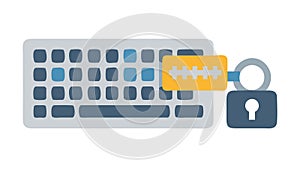 Secure Keyboard with Lock, Cybersecurity & Data Safety. vector design Generative AI