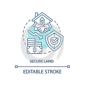 Secure land turquoise concept icon