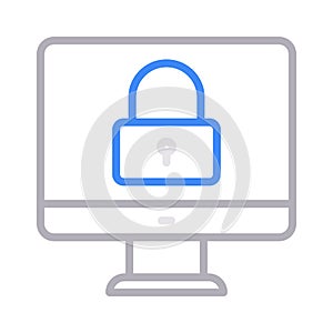 Secure lcd thin color line vector icon