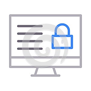 Secure lcd thin line color vector icon