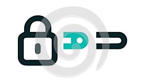 Secure Lock Data Flow Icon Vector for Cybersecurity, vector design Generative AI