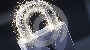 Secure Lock with Sparkling Particles and Keyhole