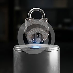 Secure Locking Device with Keyhole on Metallic Surface