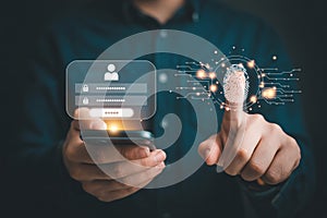 Accessing secure mobile app with fingerprint scan technology for user authentication and data protection