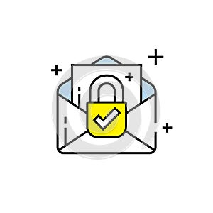 Secure mail delivery line icon