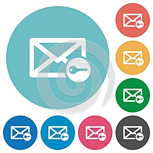 Secure mail flat round icons