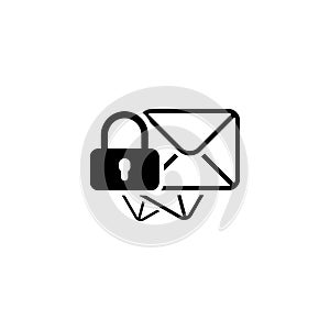 Secure Mail Icon. Flat Design