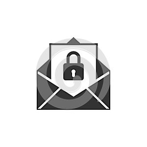 Secure mail icon isolated. Mailing envelope locked with padlock